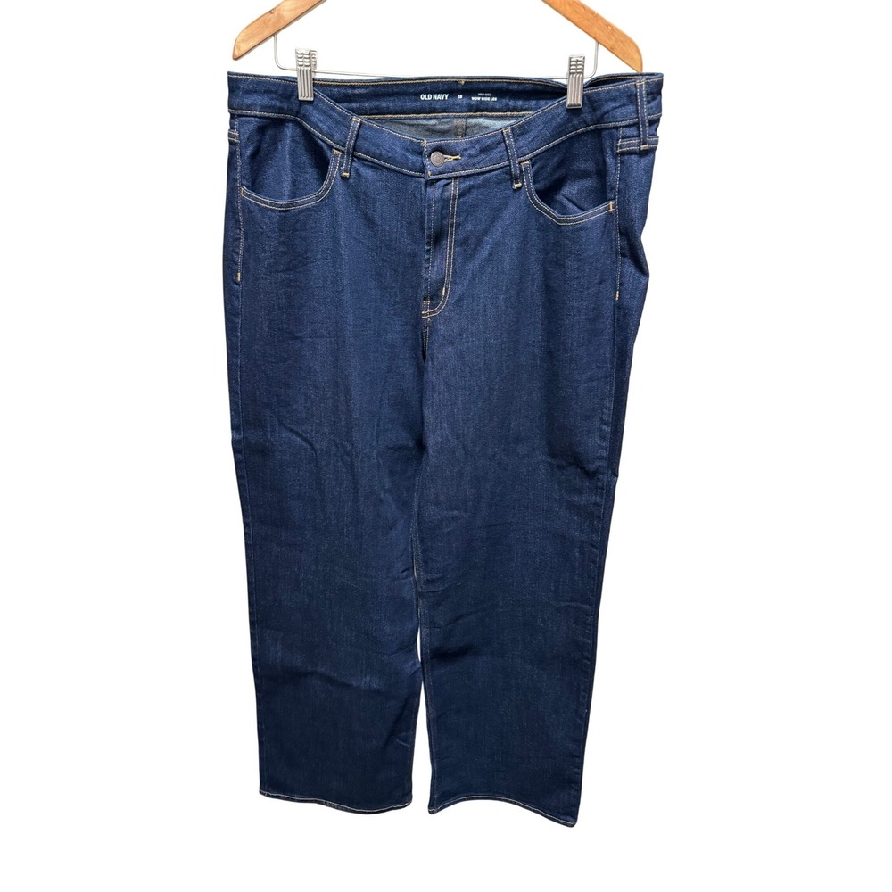 Old Navy Jeans Women 18‎ Blue Wow Wide Leg High Rise Stretch Denim Dark Wash